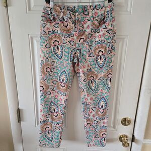 Chico's So Slimming Girlfriend Ankle Jeans 0.5 US 6 Boho Artsy Multicolor Pants